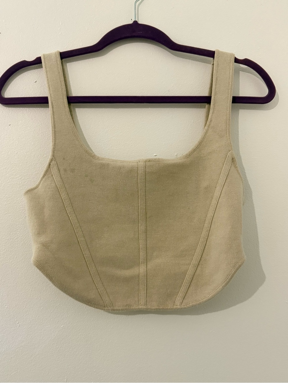 House of Harlow 1960 Beige Cropped Square Neck Tank